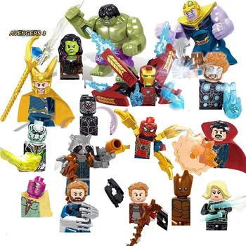 16pcs/lot Hulk Thanos Loki Groot Film Eroi Anime Caracter Asambla Blocuri Caramizi Jucarii Pentru Copii Cadouri