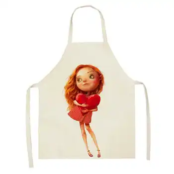 1buc Fată Drăguță Model de Șorț de Bucătărie Femei Lenjerie fără Mâneci Rezistent la pete, Ușor de Curățat Șorț de Bucătărie de Gătit de Copt Accesorii