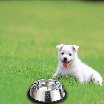 2 buc Oțel Inoxidabil vase pentru Câini, Câine Alimentare Boluri, Câine Placa Boluri Cu Bază de Cauciuc