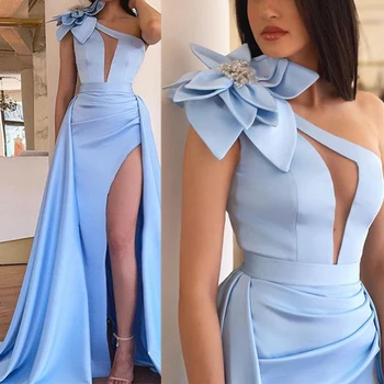 2023 Elegant Cocktail DressSleeveless V-Gât Adânc Sirena De Bal Formale Rochie De Partid Conservatie Satin Cu Trenul Vestido De Gala
