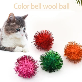 50/100buc Culoare Bell Ball 5cm Chase Sclipici Mingea Jucărie Pisica Animal de Pluș Mingea Jucărie Strălucire Pom Pom Bile pentru Pisoi
