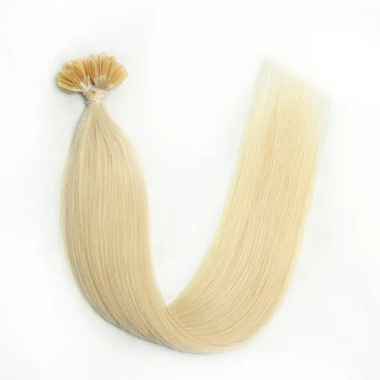 60 de Platină Blonda U Sfat Keratina de Păr Extensie Naturală a Omului de Păr Fierbinte Fuziune Italiana Unghii Capsule PreBonded 12-24