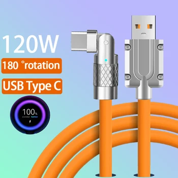 6A 120W Jocuri 180° Rotație Super-Rapid de Încărcare Cablu de Date Usb C A-C Tip Încărcător Mobil Lichid de Silicon Pentru Telefon Joc de