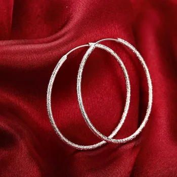 925 Argint Moda Desigan Hoop 50MM Mare Rotund Cerc Frumos de Înaltă Calitate pentru Femei a Partidului Cercel Bijuterii