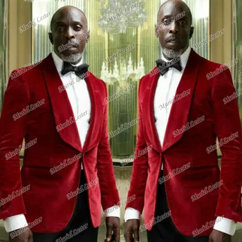 Afaceri De Catifea Roșie Jachete Costum Formal Dintata Laple Pieptul Singur Strat Tailor-Made Mire, Smokinguri Un Buton Sacou Numai 2022