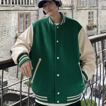 American Trendy Sacou Barbati Casual Liber de Potrivire de Culoare Uniforma de Baseball Toamna Top Moda coreeană Varsity Sacou Bărbați Îmbrăcăminte
