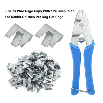 Artudatech 300Pcs Cușcă de Sârmă Clipuri Cu 1 buc Snap Cleste Pentru Iepure Pui de Câine de Companie Pisica Cușcă