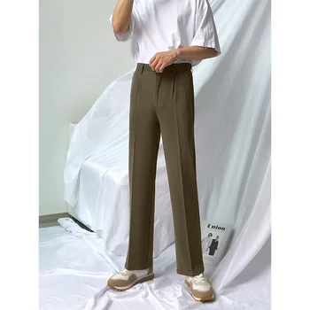 Barbati Pantaloni Costum 2023 Nou Stil Britanic Business Casual Solid Slim Straight Rochie Pantaloni pentru Bărbați Pantaloni Formale Bărbați Îmbrăcăminte T93