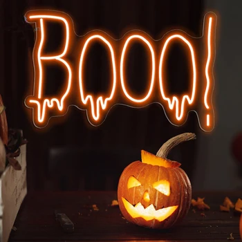 Boo! Halloween Semn de Neon Petrecere de Halloween Decoratiuni Funky Semn de Neon Halloween Lumina LED-uri de Halloween Neon Semn Infricosator Decor
