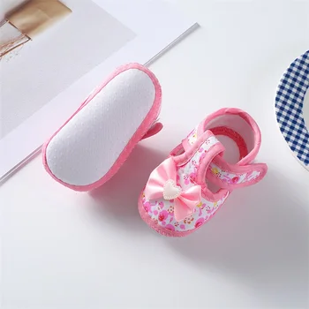 Bowknot Floare de Imprimare Talpă Moale Pantofi pentru Fete Baby - Non-alunecare de Interior, în aer liber Copilul Încălțăminte cu fixare Confortabilă