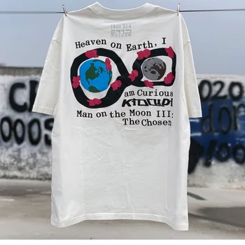 CPFM X Kid Cudi Om pe Luna a III-Tee Spumare Print T-Shirt pentru Bărbați pentru Femei de Înaltă Calitate Alb-Negru Streetwear tricouri maieuri