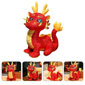 Chinese Dragon De Pluș Umplute De Animale 2024 An Mascota Zodiac Păpușă Jucărie Perna Cadouri