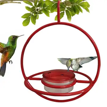 Colibri Alimentator Agățat Rotund Alimentator De Pasăre Roșie Bol De Sticlă & Biban Atrage Mai Colibri La Grădină Rotund Alimentator De Pasăre