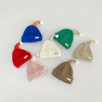 Copii Caciuli Colorate Tricotate Pălărie Ascuțită Toamna Iarna Cald Copil Amuzant Bomboane Capace Casual Culoare Solidă Copil Drăguț Beannies
