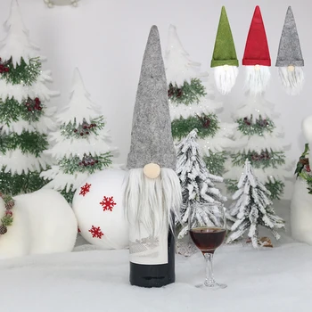 Crăciun Sampanie Sticla De Vin Acoperi Fără Chip Bătrân Papusa Sticla De Vin Petrecere Acasă Decoratiuni Ornamente Bar Bucatarie Accesorii