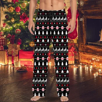 Crăciun Stripe Shirt Mens Vantage-Picior Larg Xmas Sweatpant De Iarnă De Anul Nou Fundul Moale Petrecere Urât Reindeer Pantaloni Sex Masculin
