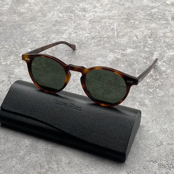 Culoare Lentile de ochelari de soare pentru Bărbați rundă de conducere retro ochelari de protecție UV UV400 ochelari cadru Acetat de prescriptie medicala miopie ochelari de soare