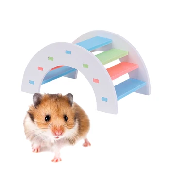 Curcubeu De Culoare Hamster Lemn Pod De Pet Mesteca Dinți De Îngrijire Molar Hamsteri Mici Jucărie Animal De Alpinism De Formare Jucării Pentru Șobolan Cobai
