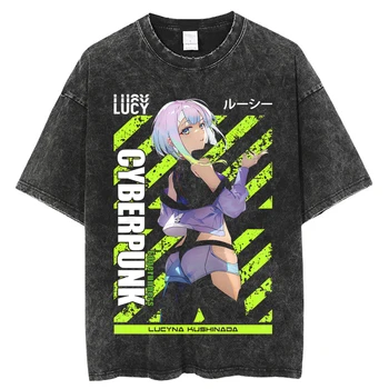 Cyberpunk Edgerunners Tricou Anime Confortabil Harajuku Streetwear Bărbați Femei Spălat T Shirt Anime Casual cu Maneci Scurte T-shirt