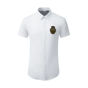 De înaltă Calitate Bijuterii de Lux de Vară Bărbați Mânecă Scurtă Cămașă de Afaceri de Birou Formale Camasa Slim Fit Dress Shirt Pentru Mengood