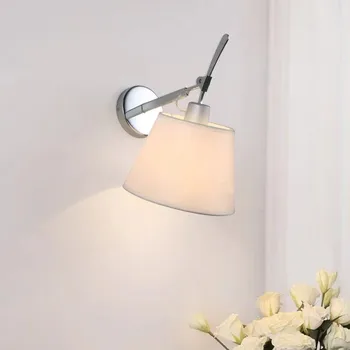 Diffusore Lampă de Perete Nordic material abajur Crom argintiu lampa Studiu de Birou Noptiera Lectură Rotativ Led lounge cu decor de lumină