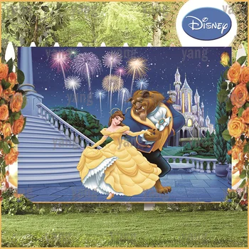 Disney frumoasa si Bestia Desene animate Belle Drăguț Prințesă Romantice Palatul focuri de Artificii Fondul Petrecerea de Ziua Fotografie de Fundal