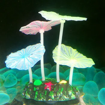 Fluorescente Artificială Coral Stralucitoare Frunze de Lotus Ciuperci luminoase Pietre Acvarii acvariu luminos Decor Accesorii