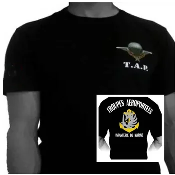 Franceză Parașutist APĂSAȚI RPIMA (Régiment Parachutistes D'Infanterie De Marine), T-Shirt cu Maneci Scurte Casual de Bumbac, O-Neck Cămașă