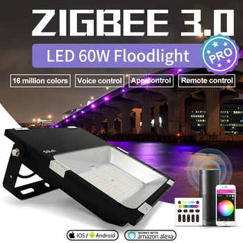 GLEDOPTO Zigbee 3.0 Grădină Inteligent Proiector LED 60W Pro Waterpoof IP65 de Lucru cu SmartThings Tuya APP Voce RF Control de la Distanță