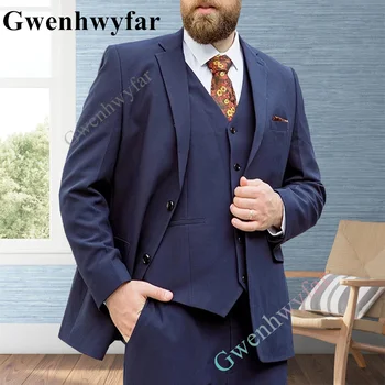 Gwenhwyfar Bleumarin Nou Stil Britanic Bărbați Costum 3 Buc Notch Guler Nunta Mire De Sex Masculin Sacou Slim Fit De Înaltă Calitate, Cocktail Pant