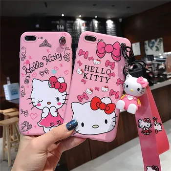 Hello Kitty Pentru Xiaomi Redmi 8 8A 9 9A 9C 10 A 10 A Nota 7 8 9 9 10 11 Pro Caz TPU Caz Telefon Cu Suport Curea Coarda