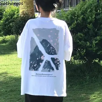 Ins Populare cu Maneci Scurte T-shirt Femei de Vara se Potrivesc Elegant Florale Imprimate de Agrement Topuri Cupluri Tricouri Tricou Retro Estetice