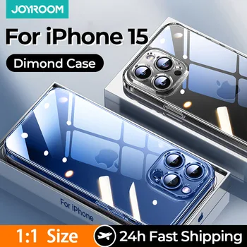 Joyroom Caz Pentru iPhone 15 14 Pro Max Cazul Cristal Spate Transparent PC+TPU Anti-Galben Plin Lens Cover Pentru iPhone 13 Pro Max