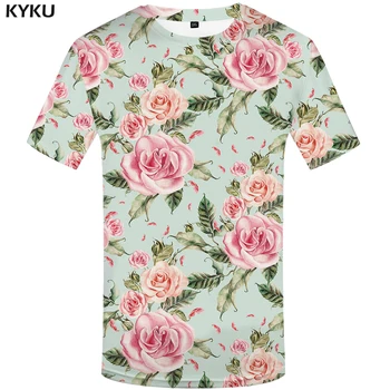 KYKU Brand de flori tricou tricouri Roz Sexy Tricou rock tricou barbati 3d t-shirt de flori stiluri de mens de sex masculin tricou florale hip hop