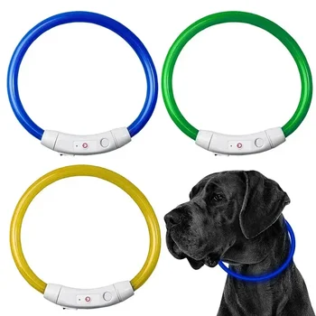 LED-uri de Câine Guler Aprinde Gulere Câine USB Reîncărcabilă TPU Strălucire de Siguranță de Bază Gulere Câine de Mare Mediu Mic