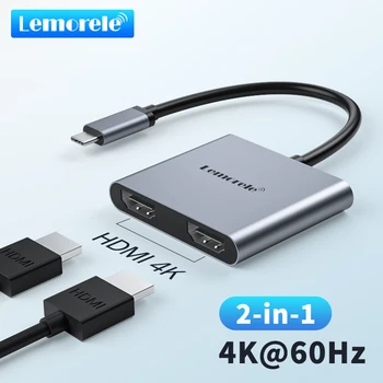 Lemorele 2 Port USB C Hub pentru Dual HDMI 4K 60HZ Ecran Dual de Expansiune de Tip C Docking Station Pentru Laptop Macbook Telefon Mobil, PC