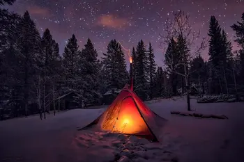 Lumina Camp Cort Pădure de Pini de Zăpadă de Noapte Galaxy Spațiu medii de Calculator de Înaltă calitate de imprimare de partid fundal