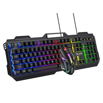 Mecanică Simt Sârmă Gaming Keyboard Mouse USB RGB Colorate Tastatură Luminoasă Soareci pentru PC Gamer Calculator Cu Suport de Telefon