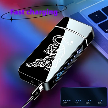 Metal Vânt LED Display Ecran Touch Sensing Dual Arc Electric Bricheta fără flacără Puls USB de Încărcare Rapidă Bricheta Cadouri pentru Barbati