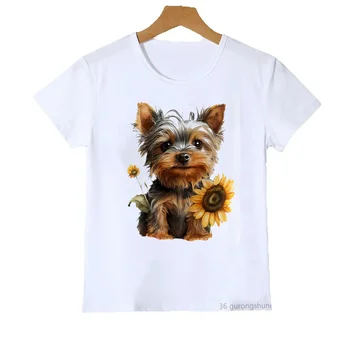 Noi Fetele Tricou Ciobanesc German Pudel, Floarea-soarelui, Câine, Animal Print Tricou Copii Drăguț Băieți /Fete Universal de Îmbrăcăminte Tricou topuri