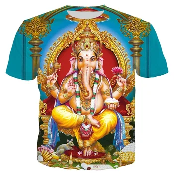 Noul Zeu Indian Ganesha Model 3D Imprimate T-shirt de Vară de Moda Casual Supradimensionate T-shirt O Guler Maneci Scurte Neutru Fierbinte de Vânzare