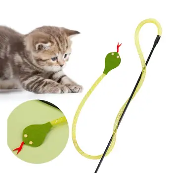 Pisică Jucărie cu Built-in Clopot Realist Șarpe Design Teasing Stick Musca-rezistent la Pisică Jucărie pentru Plictiseala Relief Distracție fără sfârșit Amuzant Pisica