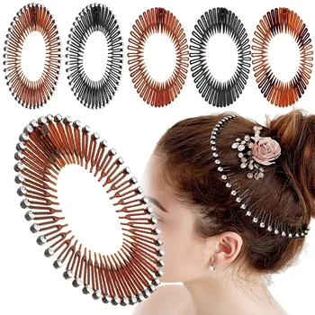 Plastic Cerc Complet Benzi De Păr Hoop Bandă Clipuri Hairband Întinde Flexibil Dinti Pieptene Spele Pe Fata Fix De Moda Accesorii De Par