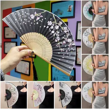 Pliere Fan Clasic de Bambus, Usoare Ventilator Portabil Elegant Ventilator cu Ciucure pentru spectacol de Dans Fan de sex Feminin Decor Acasă