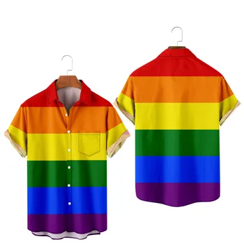 Pride LGBT Dragoste Lesbiană Curcubeu de Design de Imprimare Maneca Scurta Buzunar Tricouri LGBT Imprimare Tricouri Bărbați Și Femei Top