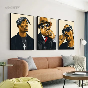 Rapperii de pe Coasta de vest Panza de Imprimare Imagini Notoriu MARE chestie Tupac Postere Celebre Hip Hop Cântăreață de Perete de Arta Murala Decor Acasă