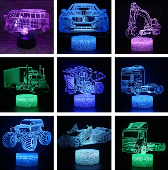 Rece Supra Masina Anime 3D LED Veghe Camion Lampă de Colorat Schimbare Lumini de Noapte Lampă de Masă Acasă Decorare Ziua de nastere Cadouri