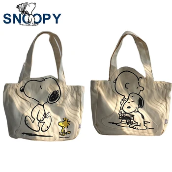Snoopy Femei Canvas Tote Bag Anime Capacitate Mare Geantă De Umăr Doamnelor Moda Casual Geanta De Călătorie Portabil Geantă De Cumpărături Cadouri