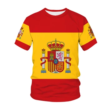 Spania Flag Tricouri Espana Emblemă Națională de Imprimare 3d Bărbați Femei Copii Supradimensionat tricou Baiat Fata Spania Flag Teuri Topuri Haine pentru Barbati