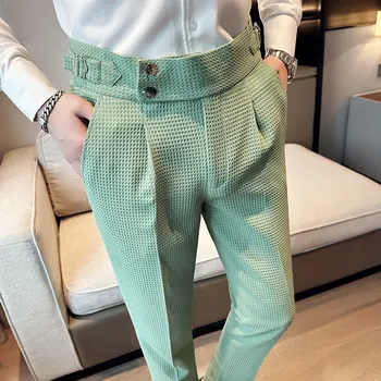 Stil Britanic Primavara-Vara Waffler Costum Pantaloni Pentru Bărbați Îmbrăcăminte 2023 Afaceri Uzura Formale Slim Fit Casual, Office Pantaloni Vânzare